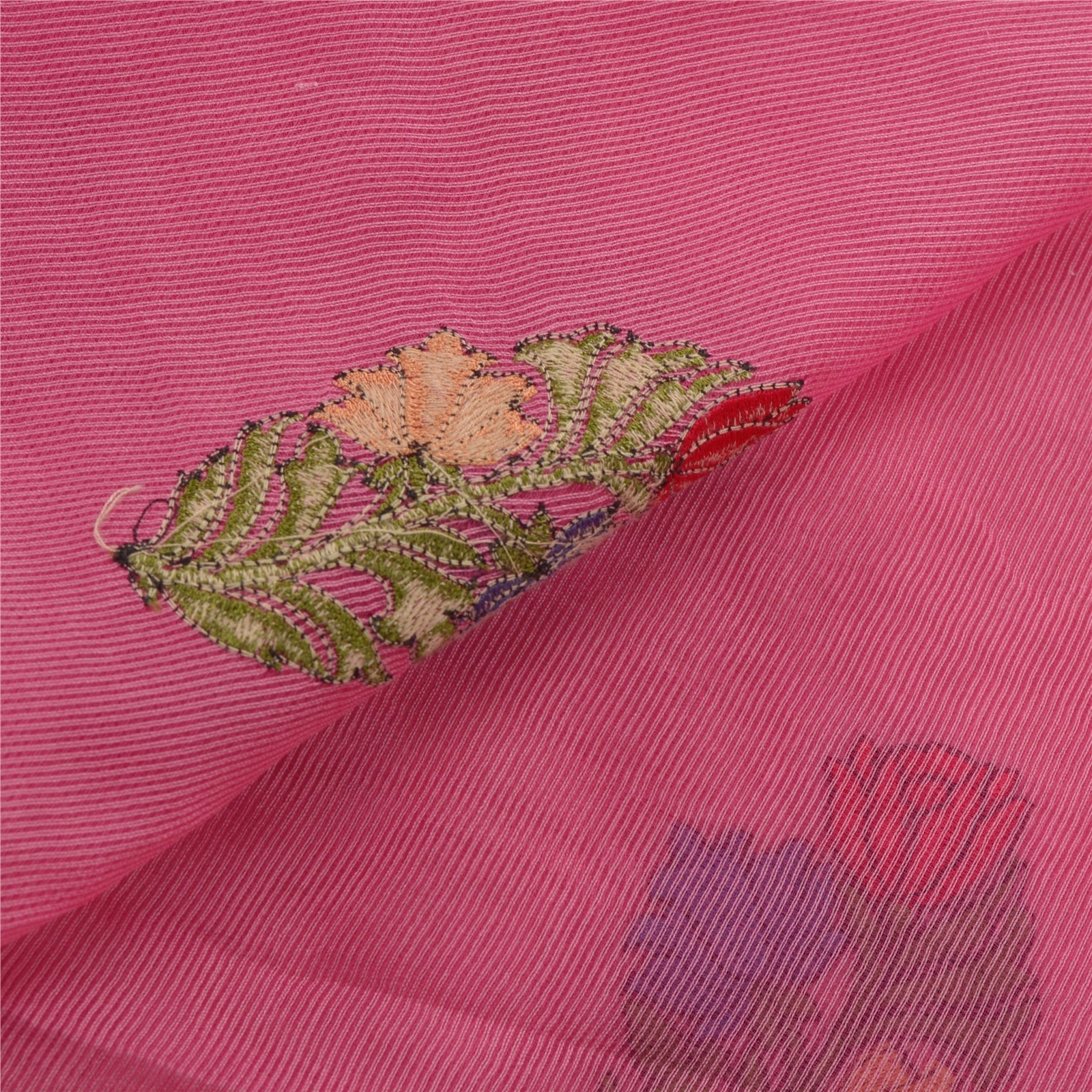 Sanskriti Vintage Pink Indian Sari Art Silk Embroidered Sarees Craft Fabric, PS-53722-Pink-Thread Work-Art Silk-1