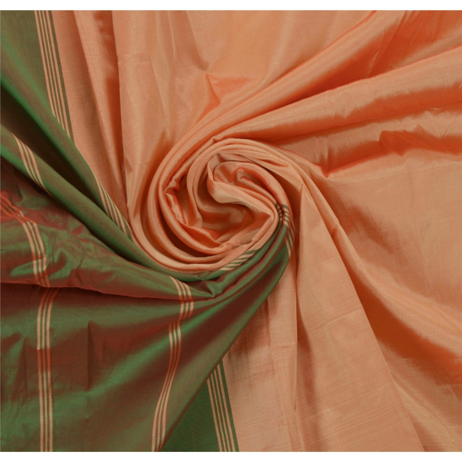 Sanskriti Vintage Peach Sarees Art Silk Woven Craft Fabric Premium 5 Yard Sari, PS-53789-Peach-Zari Work-Art Silk-6