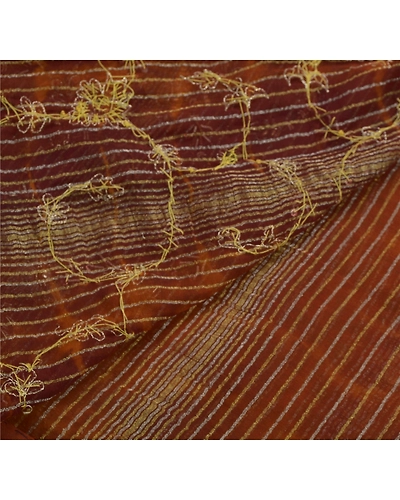 Sanskriti Vintage Orange Sarees Art Silk Hand Beaded Craft Fabric Premium Sari, PS-53820-Orange-Zardozi Work-Art Silk-3