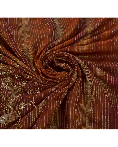 Sanskriti Vintage Orange Sarees Art Silk Hand Beaded Craft Fabric Premium Sari, PS-53820-Orange-Zardozi Work-Art Silk-6