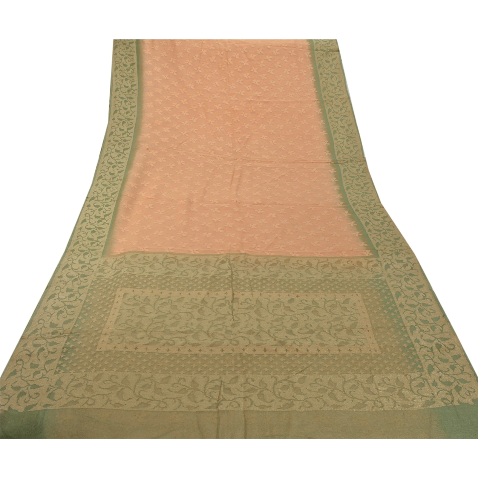 Sanskriti Vintage Peach Sarees 100% Pure Silk Woven Craft Fabric Floral Sari, PS-53850-Peach-Woven Work-100% Pure Silk-7