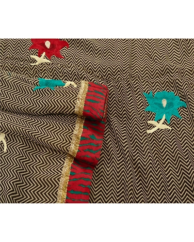 Sanskriti Vintage Sarees Pure Georgette Silk Embroidered Premium Fabric Sari, PS-53861-Black-Thread Work-100% Pure Georgette Silk-1