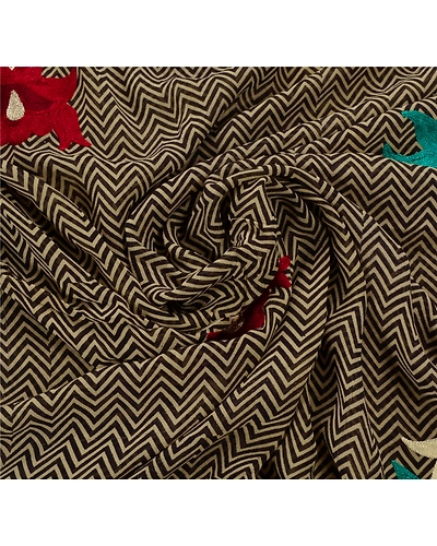 Sanskriti Vintage Sarees Pure Georgette Silk Embroidered Premium Fabric Sari, PS-53861-Black-Thread Work-100% Pure Georgette Silk-6