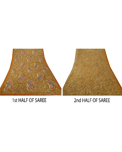Sanskriti Vintage Sarees Pure Georgette Silk Embroidered Fabric Premium Sari, PS-53969-Green-Thread Work-100% Pure Georgette Silk-5