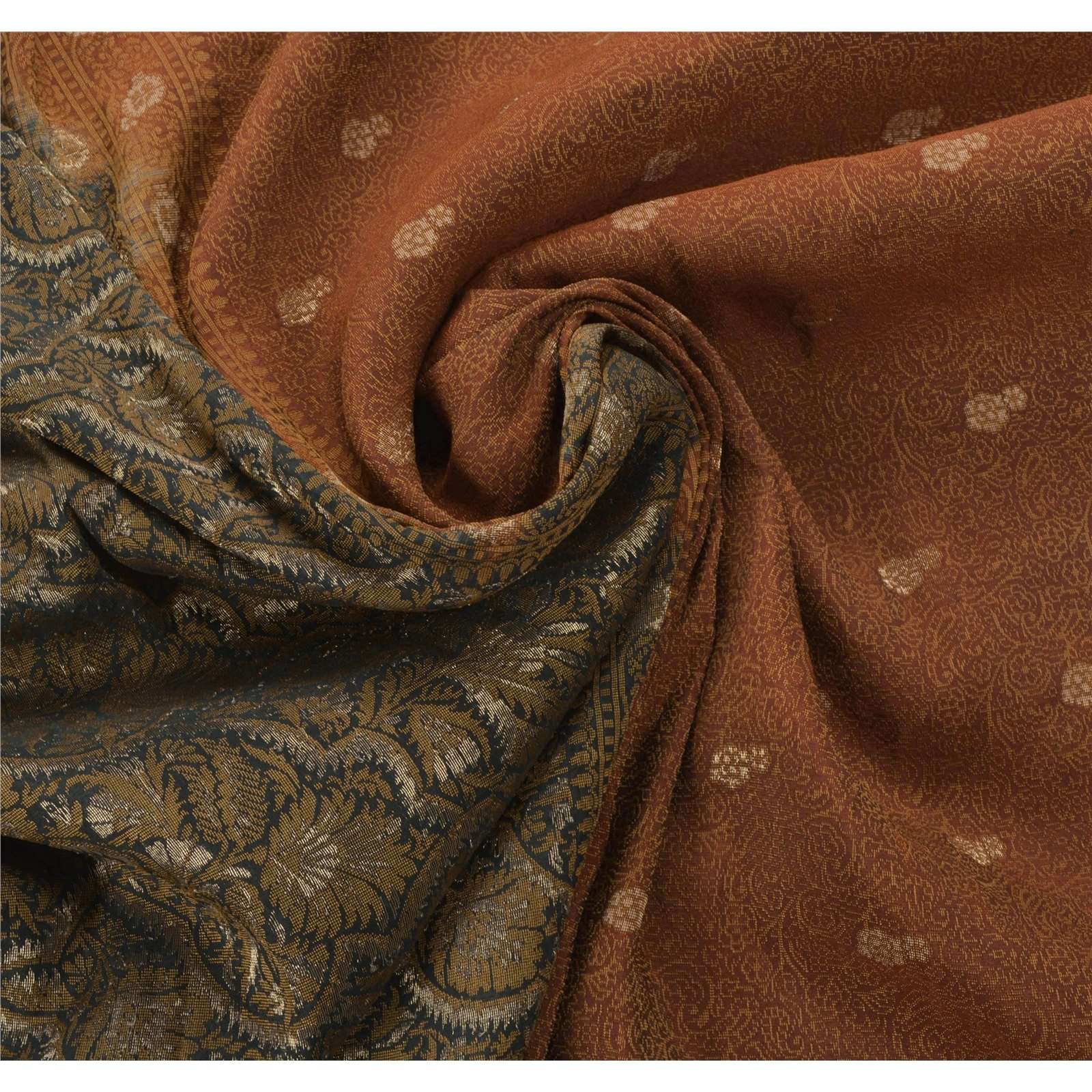 Sanskriti Vintage Rusty Orange Sarees Blend Silk Woven Craft Fabric Premium Sari, PS-53971-Rusty Orange-Woven Work-Blend Silk-6