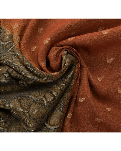 Sanskriti Vintage Rusty Orange Sarees Blend Silk Woven Craft Fabric Premium Sari, PS-53971-Rusty Orange-Woven Work-Blend Silk-6