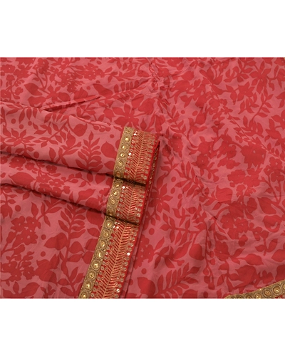 Sanskriti Vintage Sarees Pure Georgette Silk Hand Beaded Fabric Bollywood Sari, PS-53995-Pink-Zari Work-100% Pure Georgette Silk-1