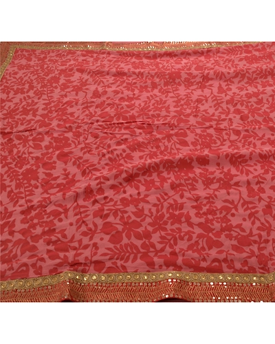 Sanskriti Vintage Sarees Pure Georgette Silk Hand Beaded Fabric Bollywood Sari, PS-53995-Pink-Zari Work-100% Pure Georgette Silk-4