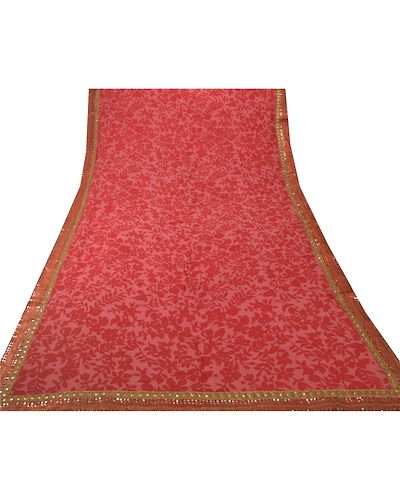 Sanskriti Vintage Sarees Pure Georgette Silk Hand Beaded Fabric Bollywood Sari, PS-53995-Pink-Zari Work-100% Pure Georgette Silk-7
