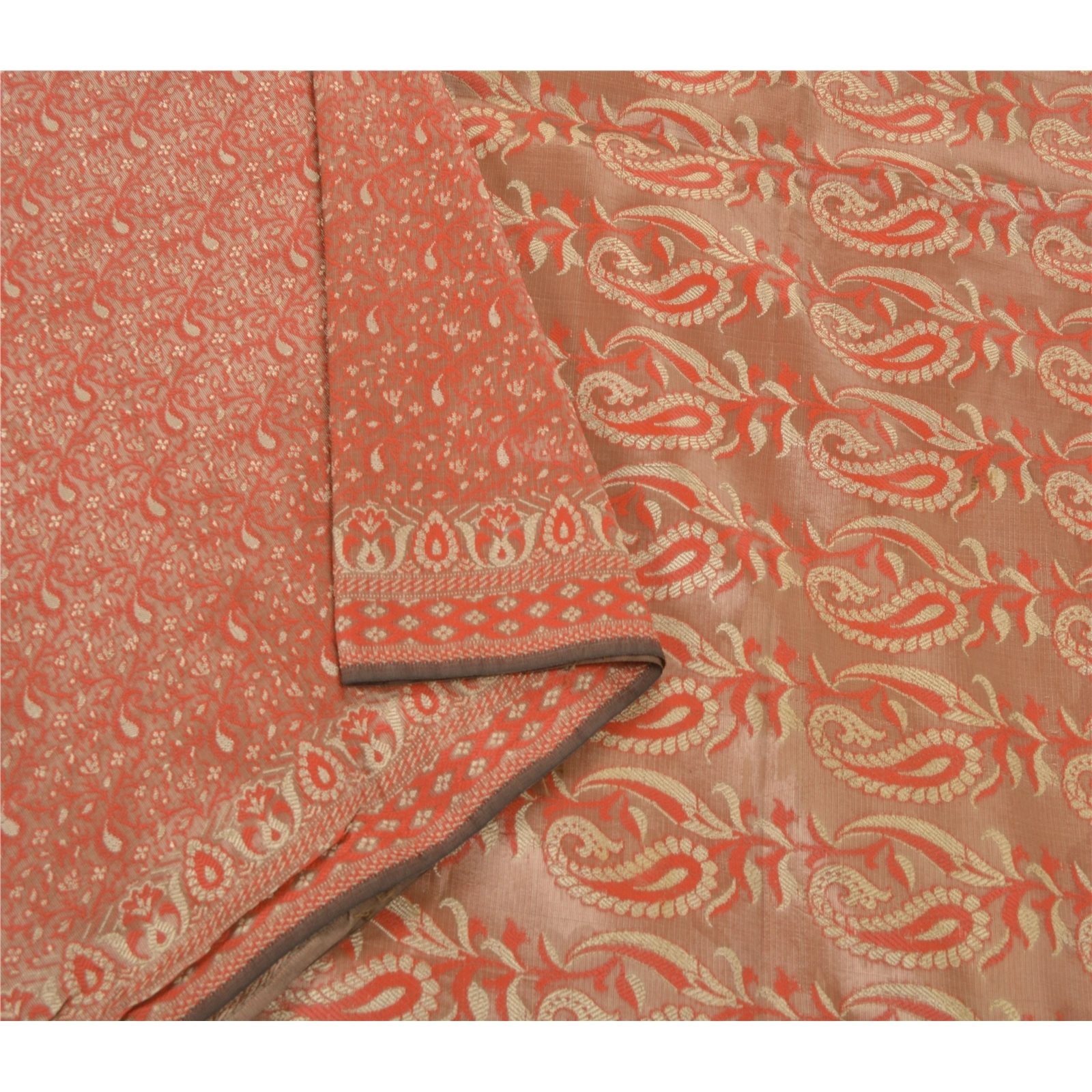 Sanskriti Vintage Red Sarees Art Silk Woven Craft Fabric Premium Paisley Sari, PS-54082-Red-Woven Work-Art Silk-5