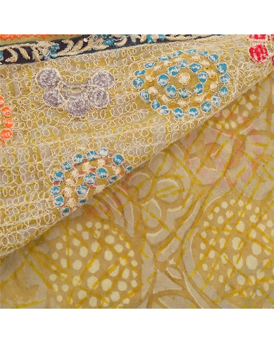 Sanskriti Vintage Sarees Pure Georgette Silk Embroidered Fabric Premium Sari, PS-54098-Green-Thread Work-100% Pure Georgette Silk-3