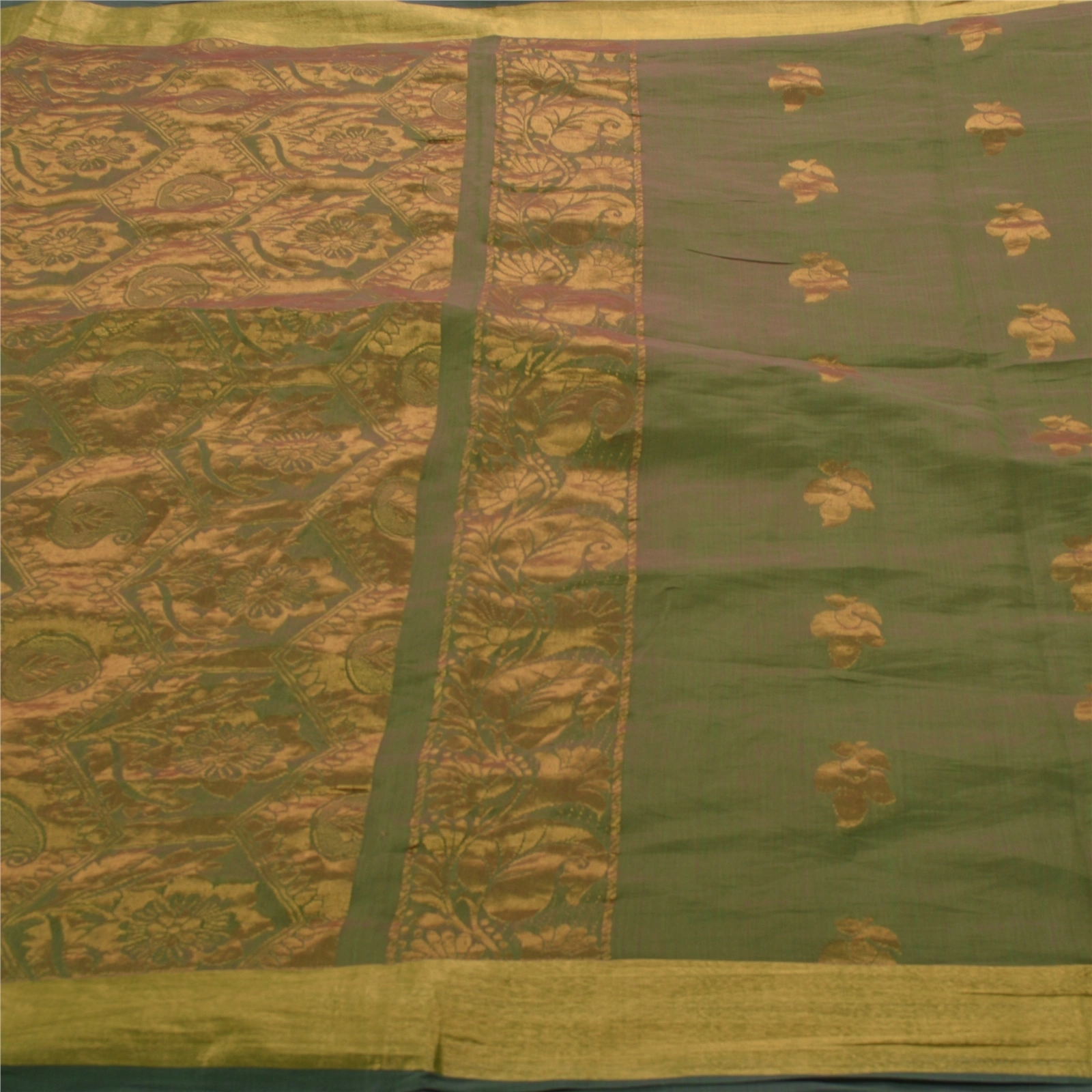 Sanskriti Vintage Green Indian Sari Art Silk Woven Brocade Premium Fabric Sarees, PS-54110-Green-Zari Work-Art Silk-2