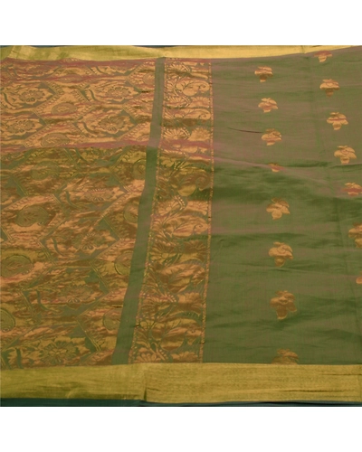 Sanskriti Vintage Green Indian Sari Art Silk Woven Brocade Premium Fabric Sarees, PS-54110-Green-Zari Work-Art Silk-2