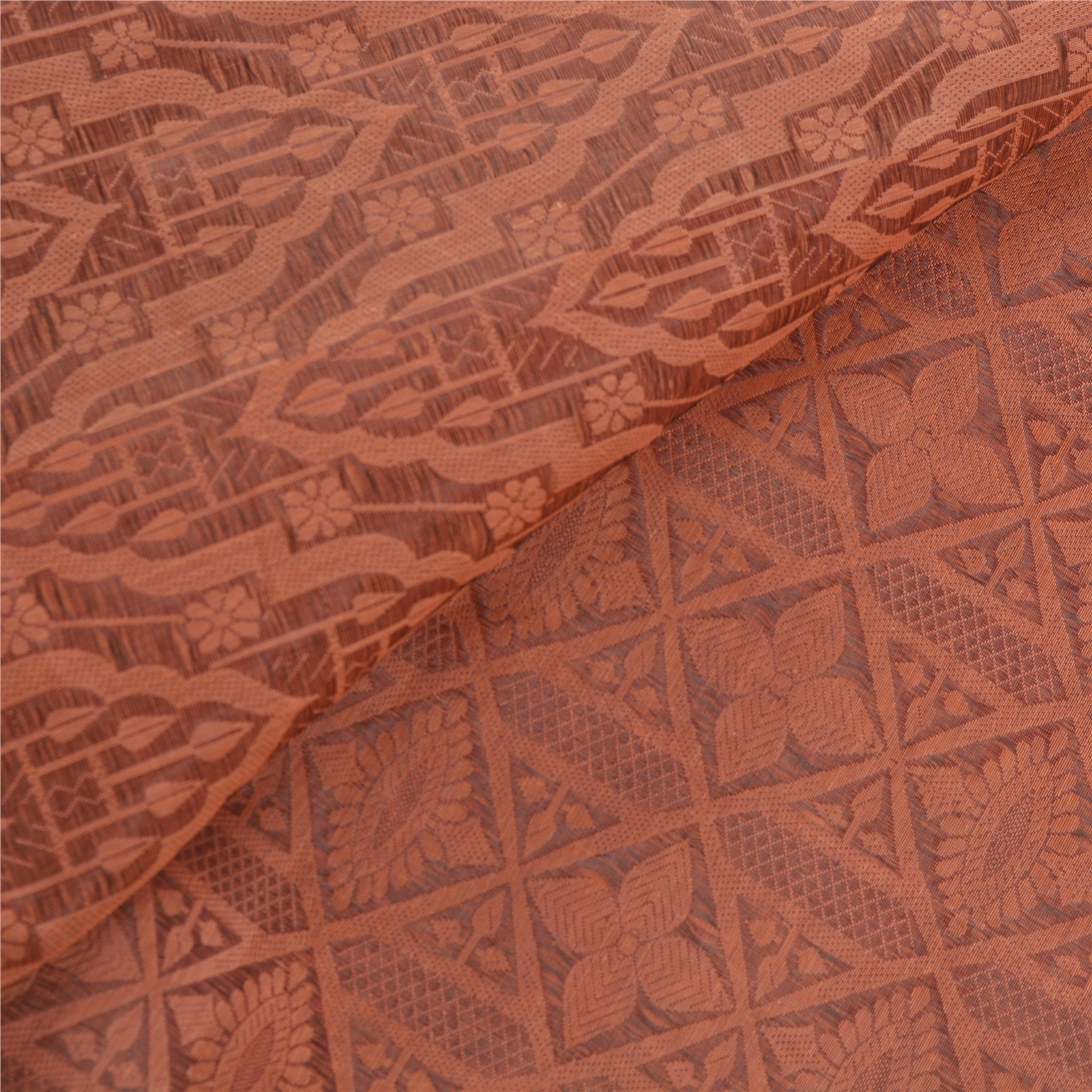 Sanskriti Vintage Peach Indian Sari Organza Woven Craft Fabric Premium Sarees, PS-54128-Peach-Woven Work-Organza-1