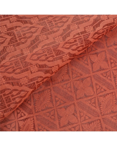Sanskriti Vintage Peach Indian Sari Organza Woven Craft Fabric Premium Sarees, PS-54128-Peach-Woven Work-Organza-1