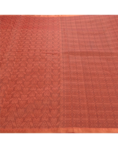 Sanskriti Vintage Peach Indian Sari Organza Woven Craft Fabric Premium Sarees, PS-54128-Peach-Woven Work-Organza-2
