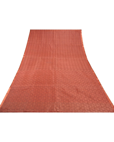 Sanskriti Vintage Peach Indian Sari Organza Woven Craft Fabric Premium Sarees, PS-54128-Peach-Woven Work-Organza-6