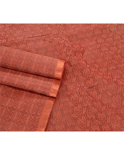 Sanskriti Vintage Peach Indian Sari Organza Woven Craft Fabric Premium Sarees, PS-54128-Peach-Woven Work-Organza-7
