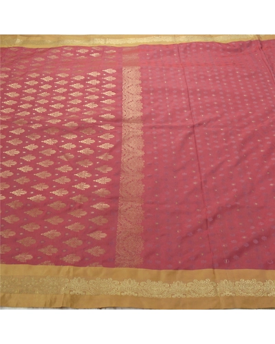 Sanskriti Vintage Pink Sarees Art Silk Woven Craft Fabric Premium Zari Work Sari, PS-54130-Pink-Zari Work-Art Silk-2