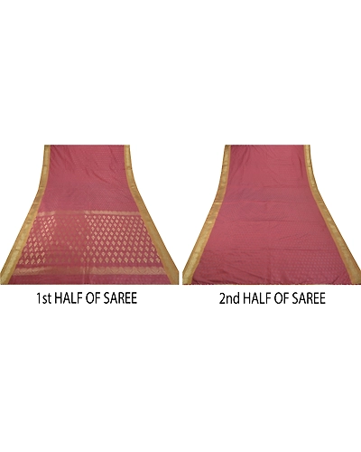 Sanskriti Vintage Pink Sarees Art Silk Woven Craft Fabric Premium Zari Work Sari, PS-54130-Pink-Zari Work-Art Silk-3