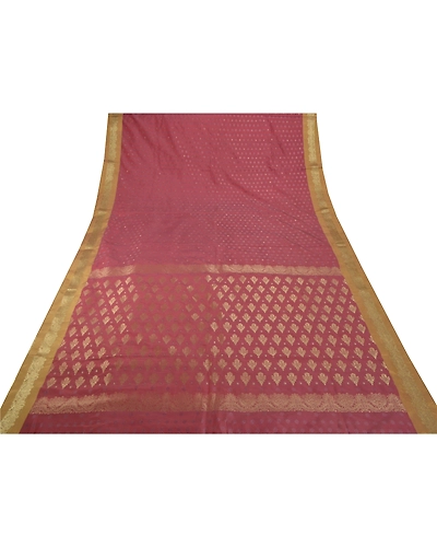 Sanskriti Vintage Pink Sarees Art Silk Woven Craft Fabric Premium Zari Work Sari, PS-54130-Pink-Zari Work-Art Silk-6
