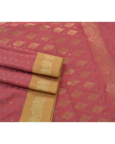 Sanskriti Vintage Pink Sarees Art Silk Woven Craft Fabric Premium Zari Work Sari, PS-54130-Pink-Zari Work-Art Silk-7