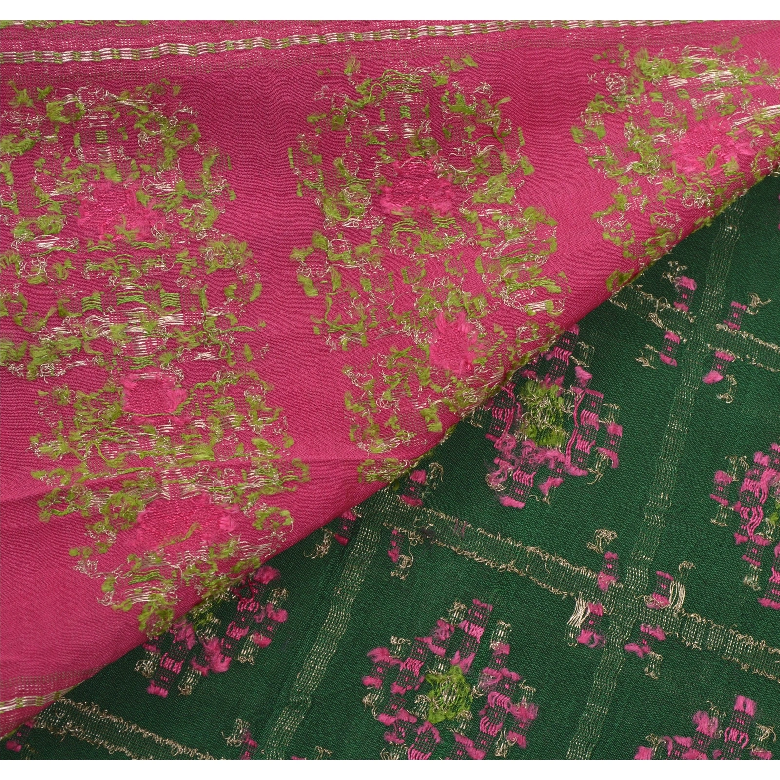 Sanskriti Vintage Green Sarees 100% Pure Silk Woven Brocade Craft Fabric Sari, PS-54147-Green-Zari Work-100% Pure Silk-3