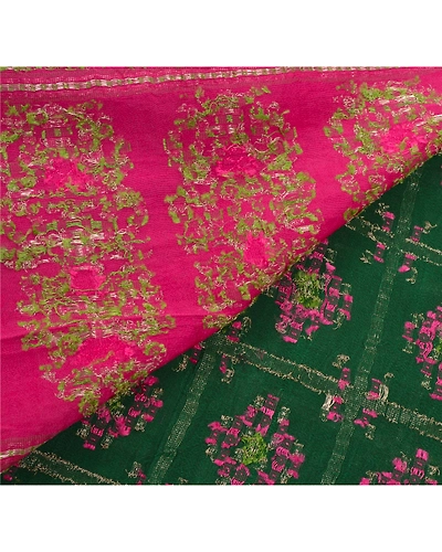 Sanskriti Vintage Green Sarees 100% Pure Silk Woven Brocade Craft Fabric Sari, PS-54147-Green-Zari Work-100% Pure Silk-3