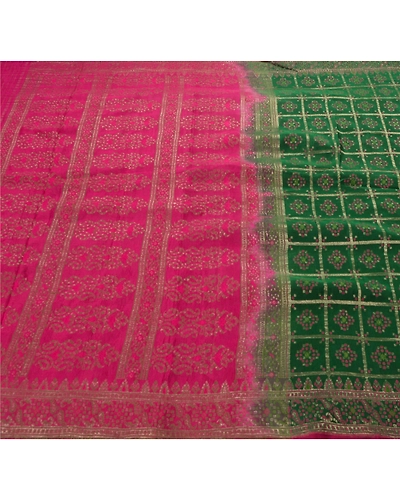 Sanskriti Vintage Green Sarees 100% Pure Silk Woven Brocade Craft Fabric Sari, PS-54147-Green-Zari Work-100% Pure Silk-4