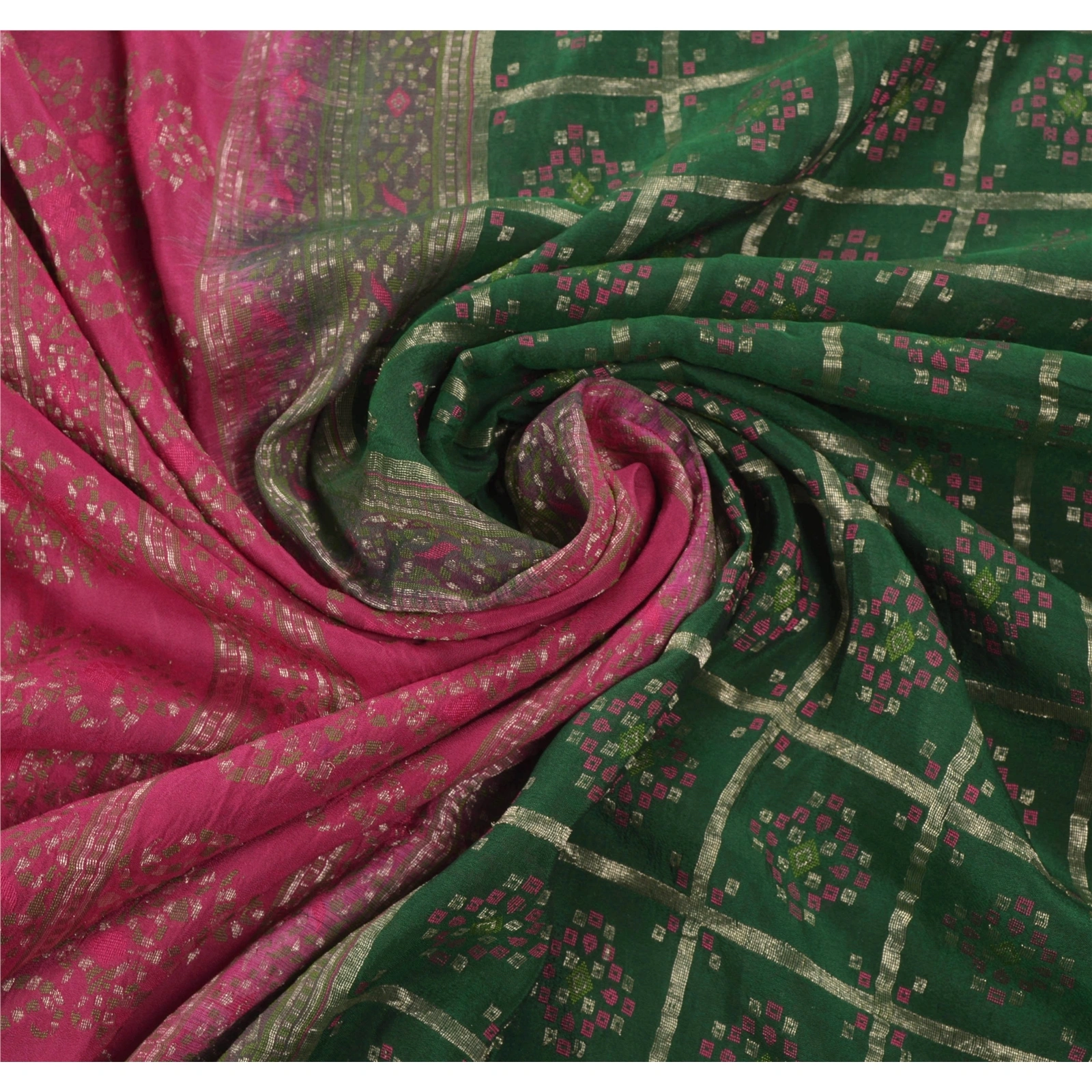 Sanskriti Vintage Green Sarees 100% Pure Silk Woven Brocade Craft Fabric Sari, PS-54147-Green-Zari Work-100% Pure Silk-6