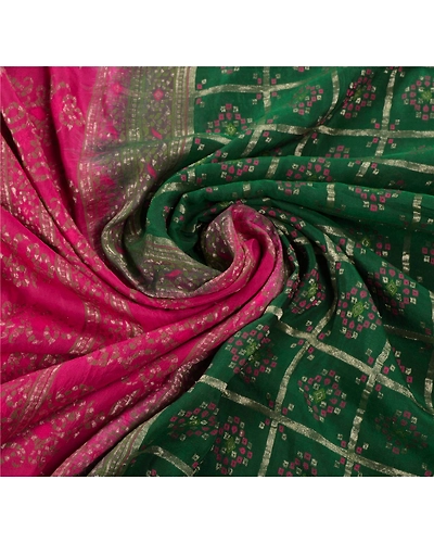 Sanskriti Vintage Green Sarees 100% Pure Silk Woven Brocade Craft Fabric Sari, PS-54147-Green-Zari Work-100% Pure Silk-6