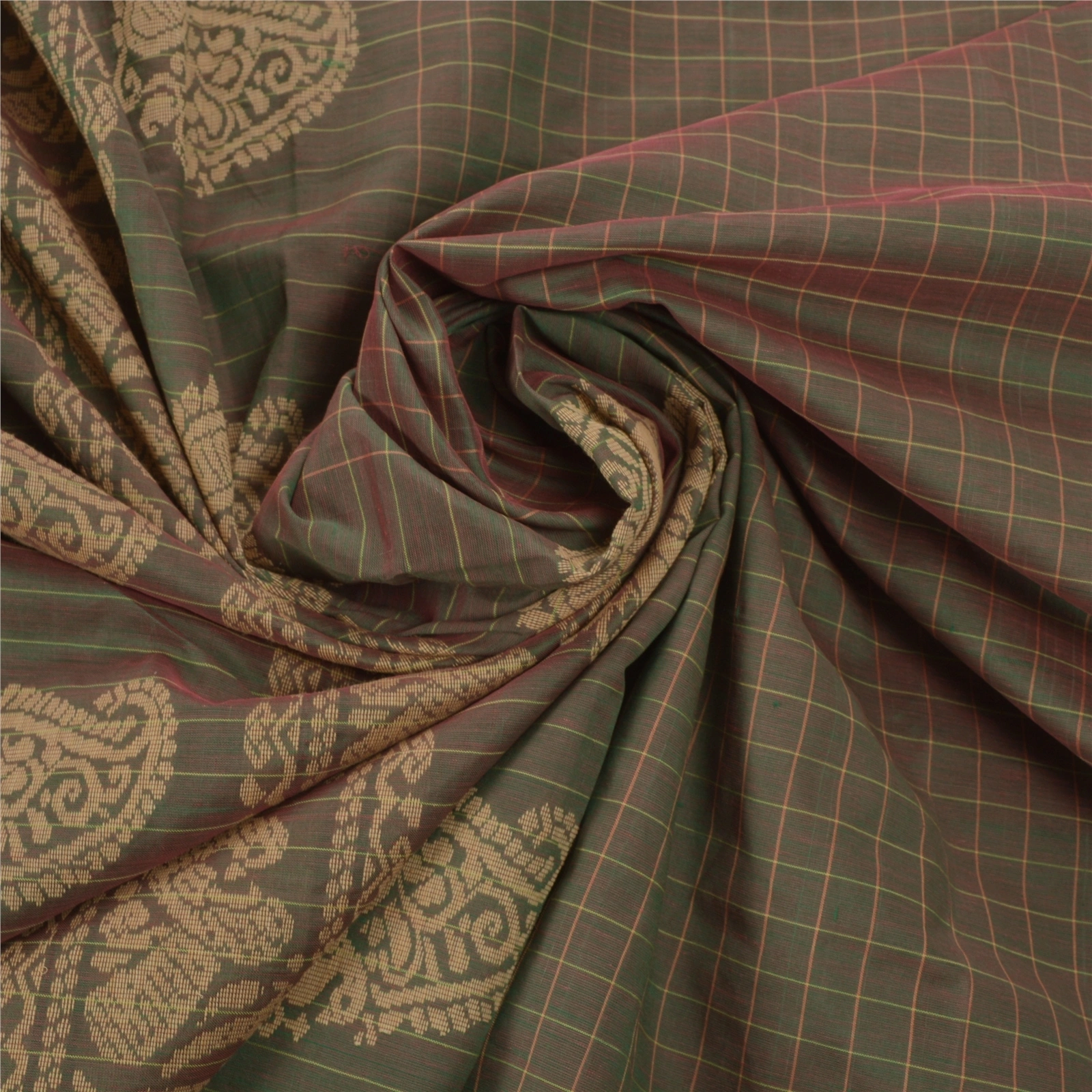 Sanskriti Vintage Green Sarees Blend Silk Woven Craft Fabric Premium 5 Yard Sari, PS-54169-Green-Woven Work-Blend Silk-6