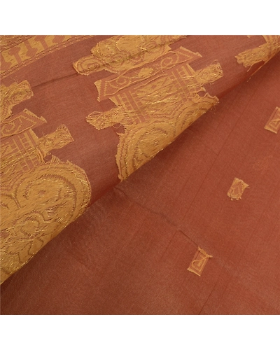 Sanskriti Vintage Brown Sarees 100% Pure Organza Silk Woven Craft Fabric Sari, PS-54171-Brown-Woven Work-100% Pure Organza Silk-3