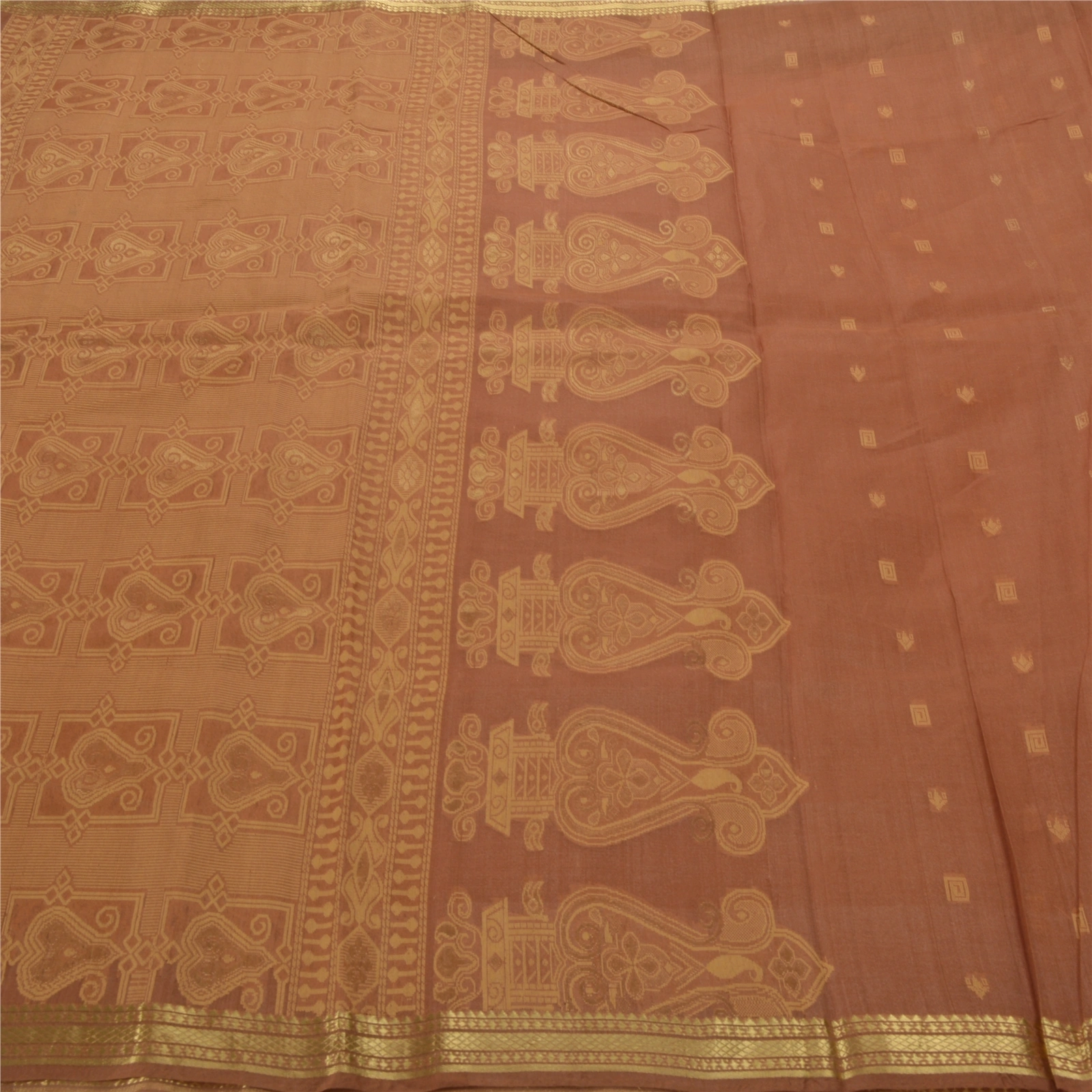 Sanskriti Vintage Brown Sarees 100% Pure Organza Silk Woven Craft Fabric Sari, PS-54171-Brown-Woven Work-100% Pure Organza Silk-4