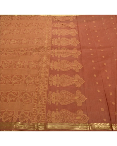 Sanskriti Vintage Brown Sarees 100% Pure Organza Silk Woven Craft Fabric Sari, PS-54171-Brown-Woven Work-100% Pure Organza Silk-4