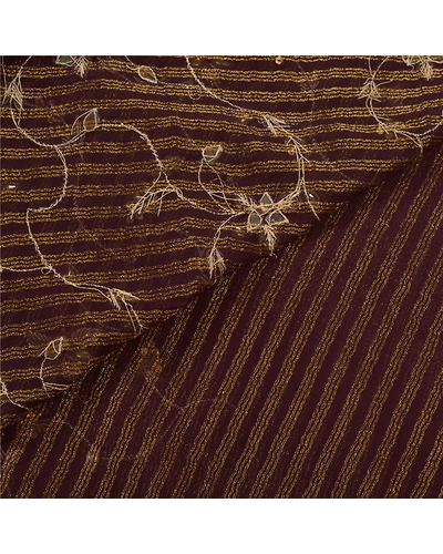 Sanskriti Vintage Purple Indian Sarees Art Silk Hand Beaded Woven Fabric Sari, PS-54187-Purple-Dabka Work-Art Silk-3