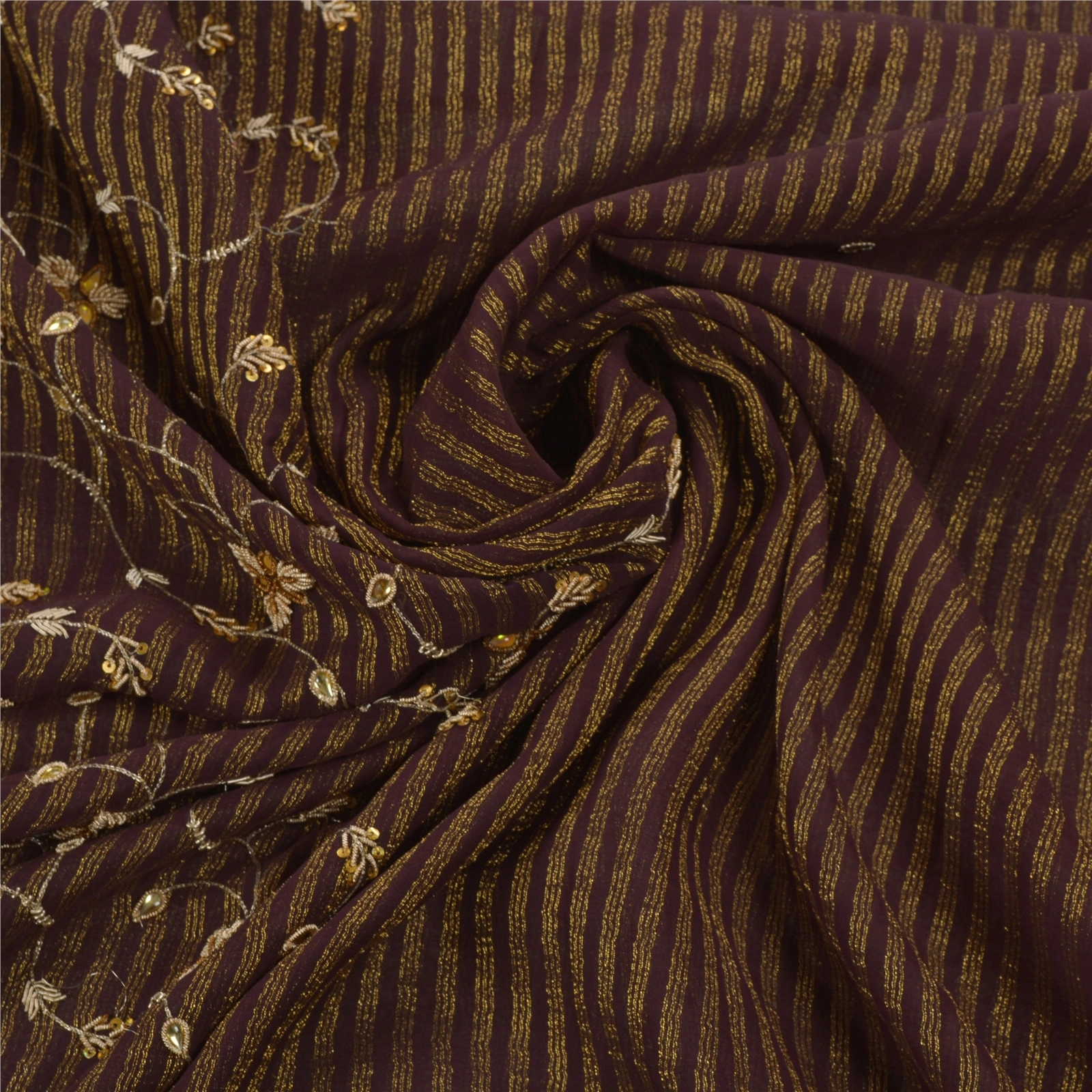 Sanskriti Vintage Purple Indian Sarees Art Silk Hand Beaded Woven Fabric Sari, PS-54187-Purple-Dabka Work-Art Silk-6