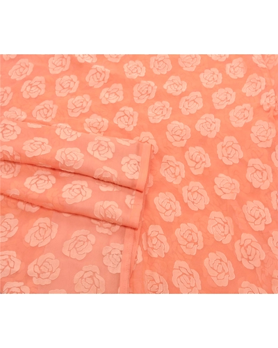 Sanskriti Vintage Peach Sarees Georgette Brasso Work Sari Craft Premium Fabric, PS-54199-Peach-Brasso Work-Georgette Silk-1