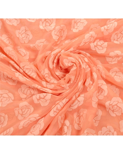 Sanskriti Vintage Peach Sarees Georgette Brasso Work Sari Craft Premium Fabric, PS-54199-Peach-Brasso Work-Georgette Silk-6