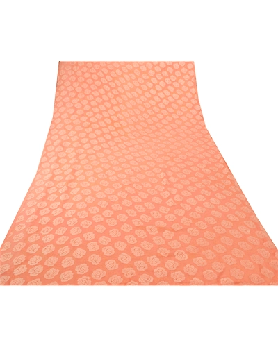 Sanskriti Vintage Peach Sarees Georgette Brasso Work Sari Craft Premium Fabric, PS-54199-Peach-Brasso Work-Georgette Silk-7
