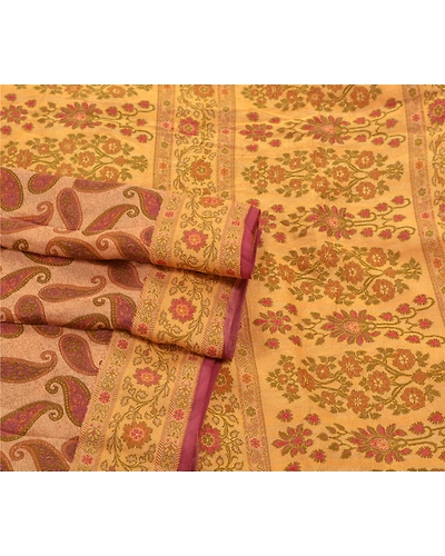 Sanskriti Vintage Cream Sarees 100% Pure Silk Woven Craft Fabric Premium Sari, PS-54220-Cream-Woven Work-100% Pure Silk-1