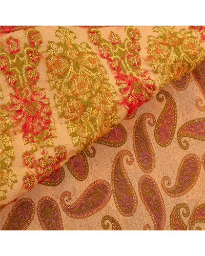 Sanskriti Vintage Cream Sarees 100% Pure Silk Woven Craft Fabric Premium Sari, PS-54220-Cream-Woven Work-100% Pure Silk-3