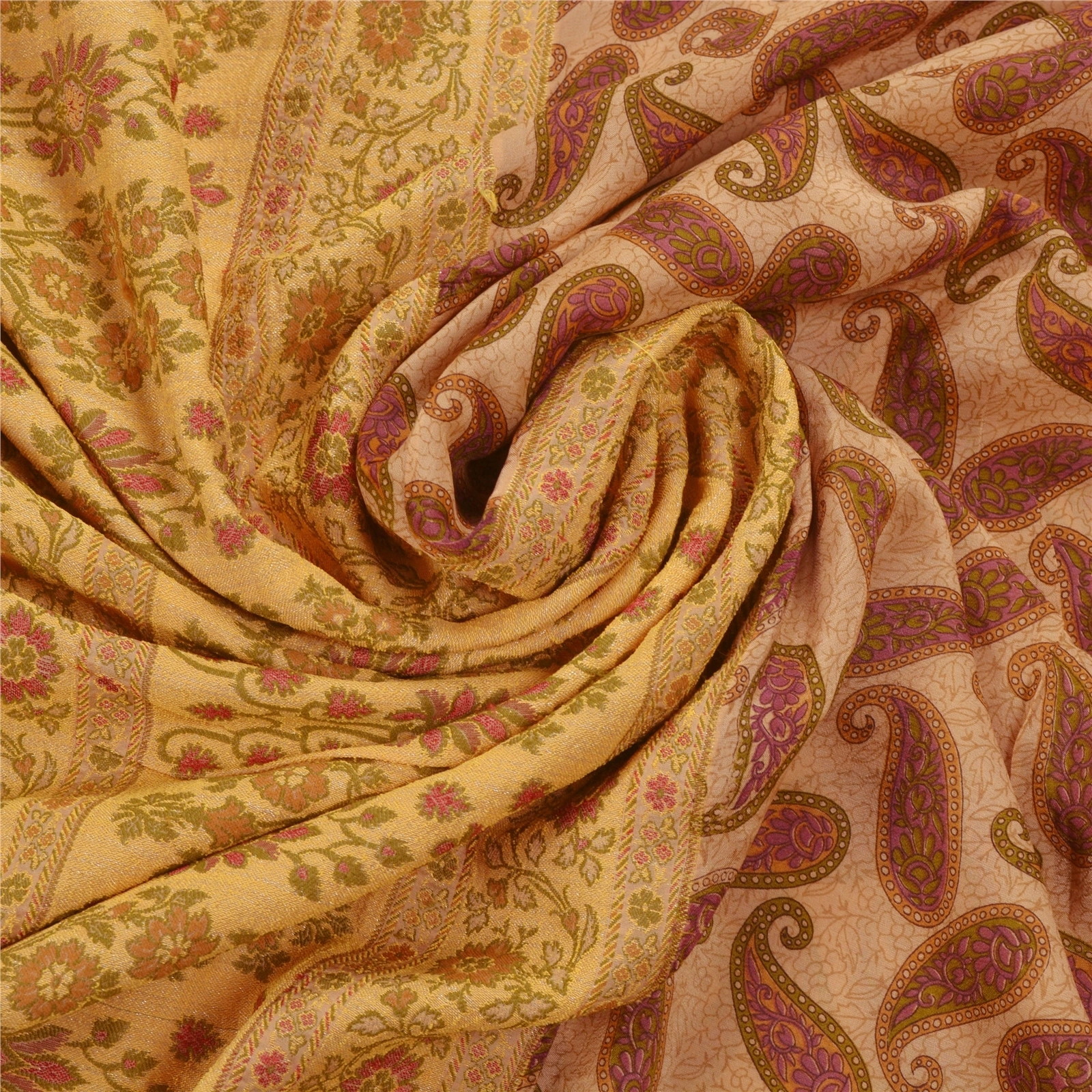 Sanskriti Vintage Cream Sarees 100% Pure Silk Woven Craft Fabric Premium Sari, PS-54220-Cream-Woven Work-100% Pure Silk-6