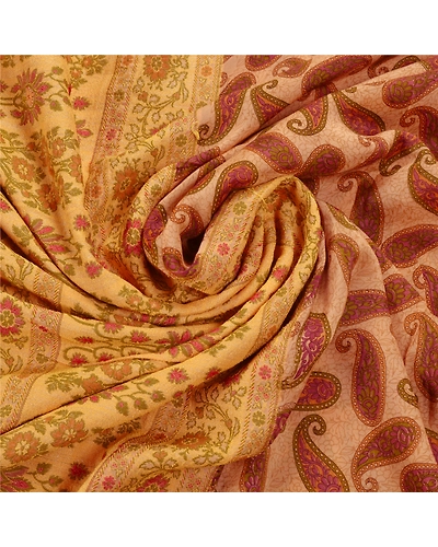 Sanskriti Vintage Cream Sarees 100% Pure Silk Woven Craft Fabric Premium Sari, PS-54220-Cream-Woven Work-100% Pure Silk-6