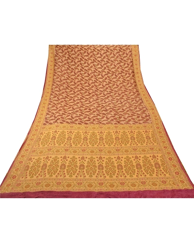 Sanskriti Vintage Cream Sarees 100% Pure Silk Woven Craft Fabric Premium Sari, PS-54220-Cream-Woven Work-100% Pure Silk-7