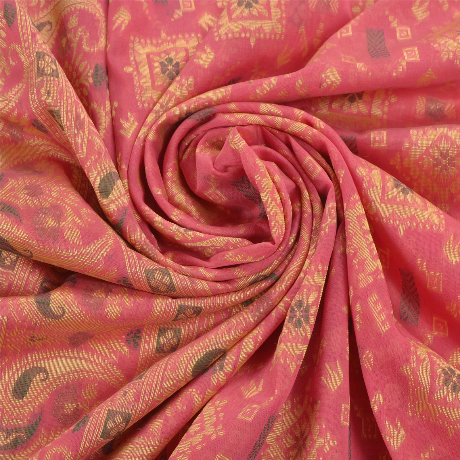 Sanskriti Vintage Pink Sarees Art Silk Woven Craft Fabric Premium 5 Yard Sari, PS-54257-Pink-Woven Work-Art Silk-6