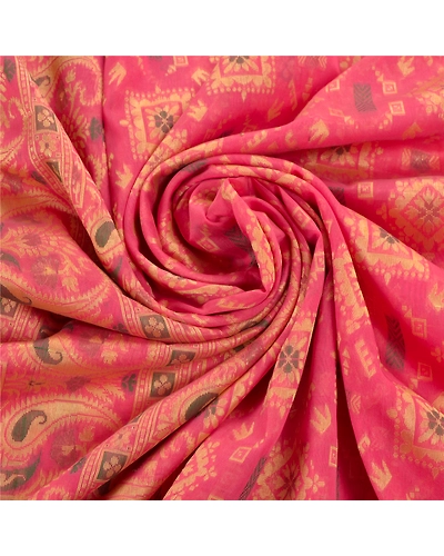 Sanskriti Vintage Pink Sarees Art Silk Woven Craft Fabric Premium 5 Yard Sari, PS-54257-Pink-Woven Work-Art Silk-6