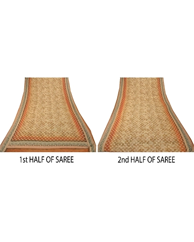 Sanskriti Vintage Cream Sarees 100% Pure Georgette Silk Woven Craft Fabric Sari, PS-54273-Cream-Woven Work-100% Pure Georgette Silk-3