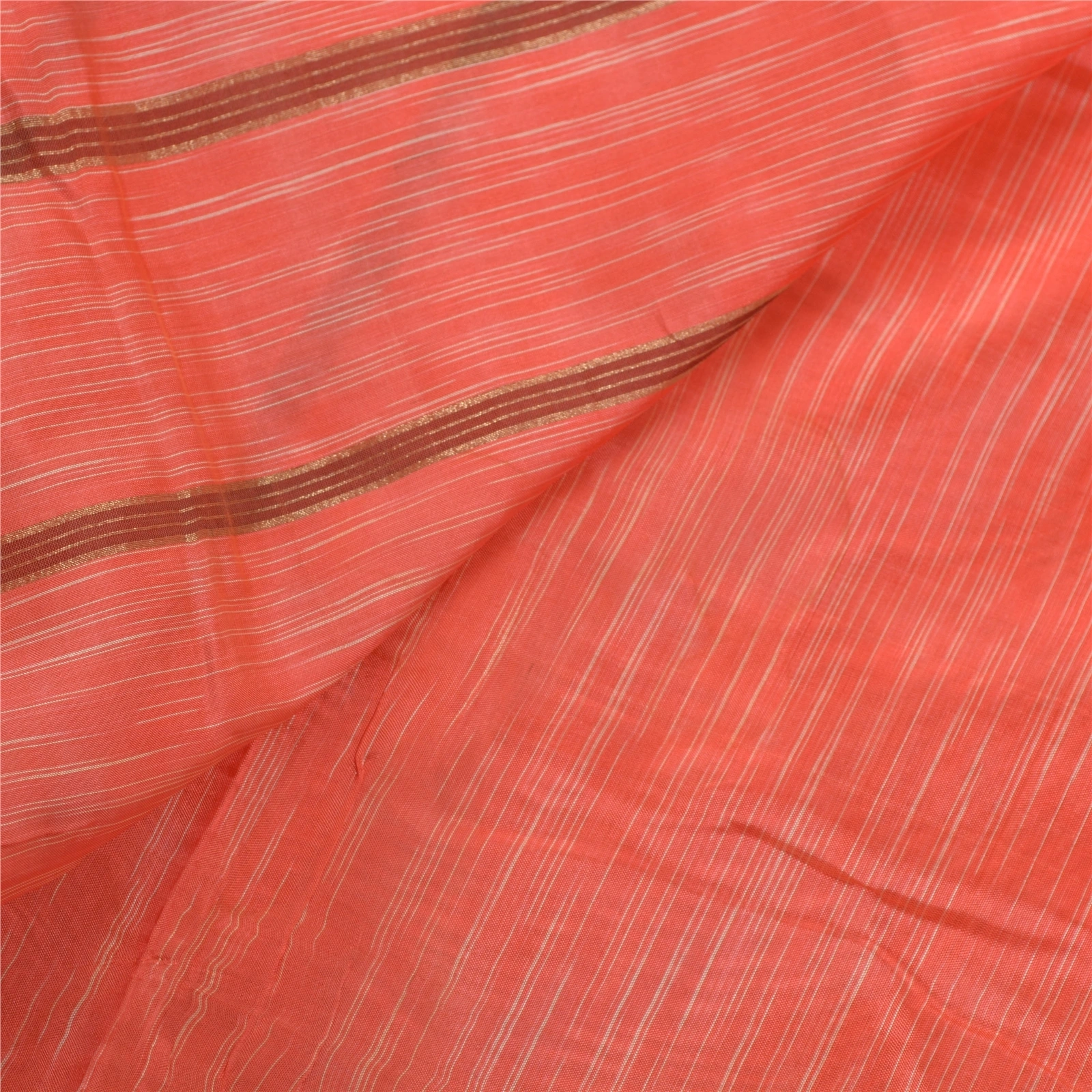 Sanskriti Vintage Indian Peach Sarees Blend Silk Woven Zari Premium Sari Fabric, PS-54280-Peach-Zari Work-Blend Silk-1