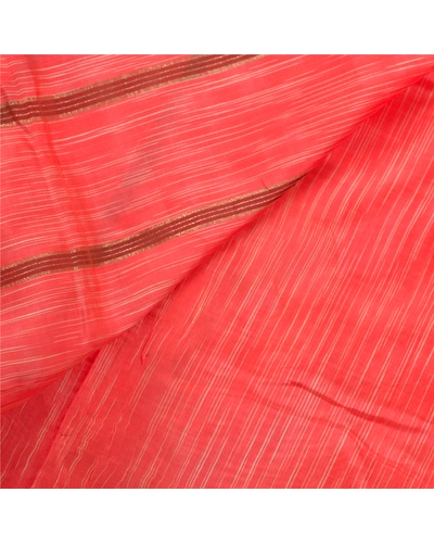Sanskriti Vintage Indian Peach Sarees Blend Silk Woven Zari Premium Sari Fabric, PS-54280-Peach-Zari Work-Blend Silk-1